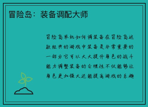 冒险岛：装备调配大师